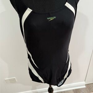Speedo Black Swimsuit with White Stripes